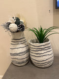 Hand-Felted Planter Floor Pathways Fine Line Ivory Vase