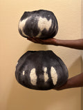 Ghana Basket Adire Felted Wool Bowl - Charcoal