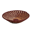 Trade Uganda African Bukedo & Raffia Bowl 12.5" x 3" - Maroon & White Swirl