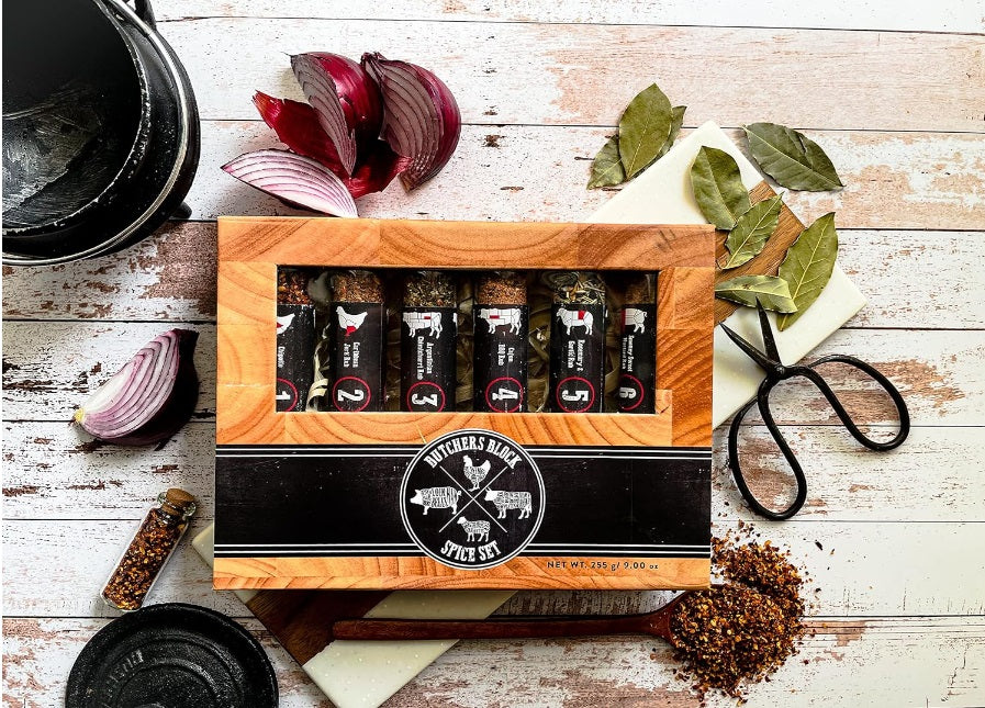 Butchers Block – Man Size Spice Gift Set XL Tubes – Meat BBQ Rubs – Argentinian Chimichurri Caribbean Jerk Sweet Mustard – Chipotle Cajun BBQ