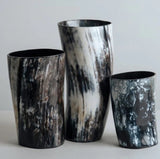 ANKOLE HORN VASES OR PLANTERS - DARK