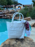 Rwanda Recycled Plastic Open Tote Bag - White