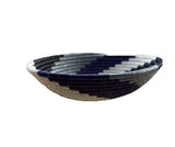 African  Rwanda Woven Basket - Double Light Blue with Purple Swirl