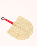 Handmade Ghanian Fan - Natural With Brown Leather Handle