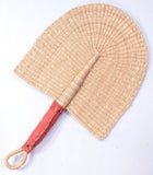 Handmade Ghanian Fan - Natural With Brown Leather Handle