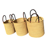 Ghana Natural Large Traditional Handwoven African Ghana Laundry Basket Natural Hamper basket Black & Brown Handles