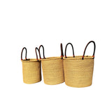 Ghana Natural Large Traditional Handwoven African Ghana Laundry Basket Natural Hamper basket Black & Brown Handles