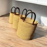 Ghana Natural Large Traditional Handwoven African Ghana Laundry Basket Natural Hamper basket Black & Brown Handles