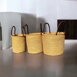 Ghana Natural Large Traditional Handwoven African Ghana Laundry Basket Natural Hamper basket Black & Brown Handles