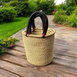 Ghana Natural Large Traditional Handwoven African Ghana Laundry Basket Natural Hamper basket Black & Brown Handles