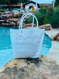 Rwanda Recycled Plastic Open Tote Bag - White