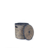 Woven Storage Basket With Lid:  Salima Monochrome Storage Basket - Black