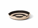 African Basket  Rwanda Woven Serving Tray Black & White Half Moon