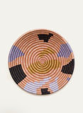 African  Rwanda Woven Basket -  Shape Plateau Mauve
