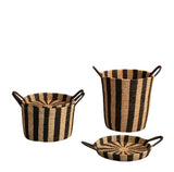 Woven Basket: Ineke Black and Tan Striped Basket