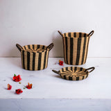 Woven Basket: Ineke Black and Tan Striped Basket