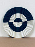 Trivet Pot Stand | Sisal & Sweet grass | Wall Hanging Art - Black & White Half Moon