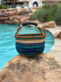 African Basket | Bolga Ghana Basket - Blue & Turquoise