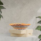 Trade Uganda African Bukedo & Raffia Bowl 11.5-12.5" Across -Orange