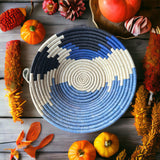 African  Uganda Woven Bowl - Coastal Breeze 12" x 3"