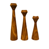 Tapered Diamond Candlestick Holder | Wooden Candle Holders Cognac