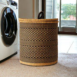 Ghana Black & Tan Laundry basket Hamper Basket Home Decor Basket -Coiled