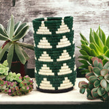 GREEN & WHITE PYRAMID VASE / PLANTER