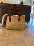 Extra Large Rwanda Kikapu Palm Shopping Market basket, Beach Bag, Picnic bag, Home decor Diameter: 22" x Height: 14" with Handles 21"