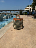 Mifuko Kiondo Kenya Bag - Green  Stripes With White Stripes