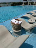 Mifuko Kiondo Kenya Bag - Green  Stripes With White Stripes