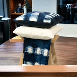 Modern Boho Wool Throw Pillow Cushion Covers - Indigo Adire