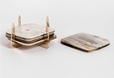 PURE BRASS & ANKOLE HORN COASTER SET OF 4