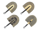 Handmade Ghanian Fan - Natural & Black with No leather Assorted Designs 1 EA