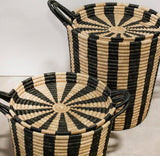 Woven Basket: Ineke Black and Tan Striped Basket