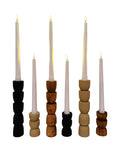 Totem Pine Candlestick Holder | Wooden Candle Holders - Cognac