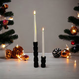 Totem Pine Candlestick Holder | Wooden Candle Holders-Black