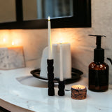 Totem Pine Candlestick Holder | Wooden Candle Holders-Black