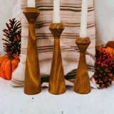 Tapered Diamond Candlestick Holder | Wooden Candle Holders Cognac