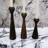 Tapered Diamond Candlestick Holder | Wooden Candle Holders - Black