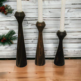 Tapered Diamond Candlestick Holder | Wooden Candle Holders - Black