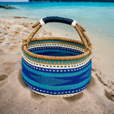 African Basket | Bolga Ghana Basket - Blue & Turquoise