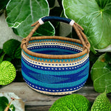 African Basket | Bolga Ghana Basket - Blue & Turquoise