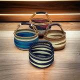 African Basket | Bolga Ghana Basket - Blue & Turquoise