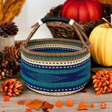 African Basket | Bolga Ghana Basket - Blue & Turquoise