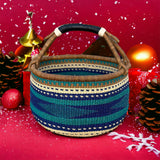 African Basket | Bolga Ghana Basket - Blue & Turquoise