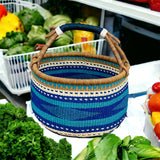 African Basket | Bolga Ghana Basket - Blue & Turquoise