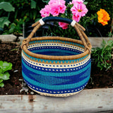 African Basket | Bolga Ghana Basket - Blue & Turquoise