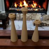Tapered Diamond Candlestick Holder | Wooden Candle Holders - Desert