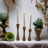 Geo Tapered Candlestick Holder | Wooden Candle Holders - Desert