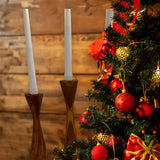 Geo Tapered Candlestick Holder | Wooden Candle Holders - Cognac